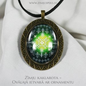 Spēka zīmju amulets - "Veselībai, aizsardzībai, labai dzīvei" - Ovālais ar ornamentu