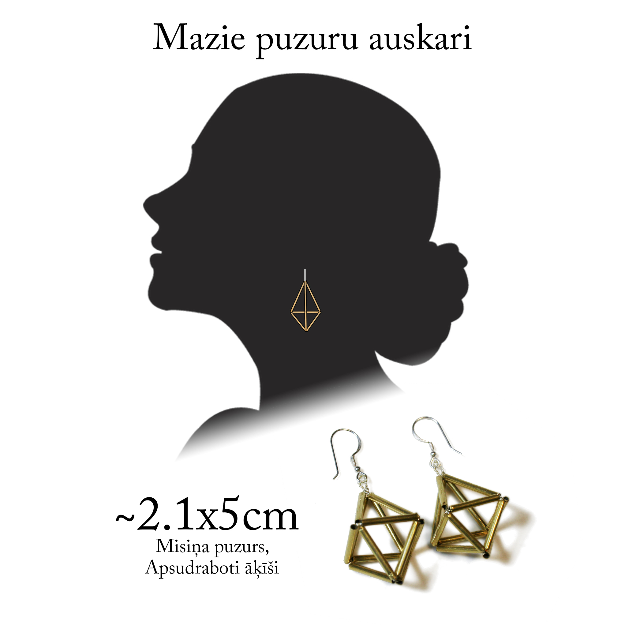 Puzuru auskari no misiņa (dizains I, mazi) - Image 2