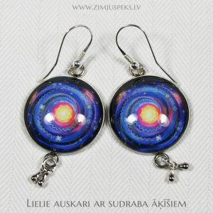 Spēka zīmju auskari - "Dievišķā spēka straume" - Lielie ar sudraba (925) āķīšiem