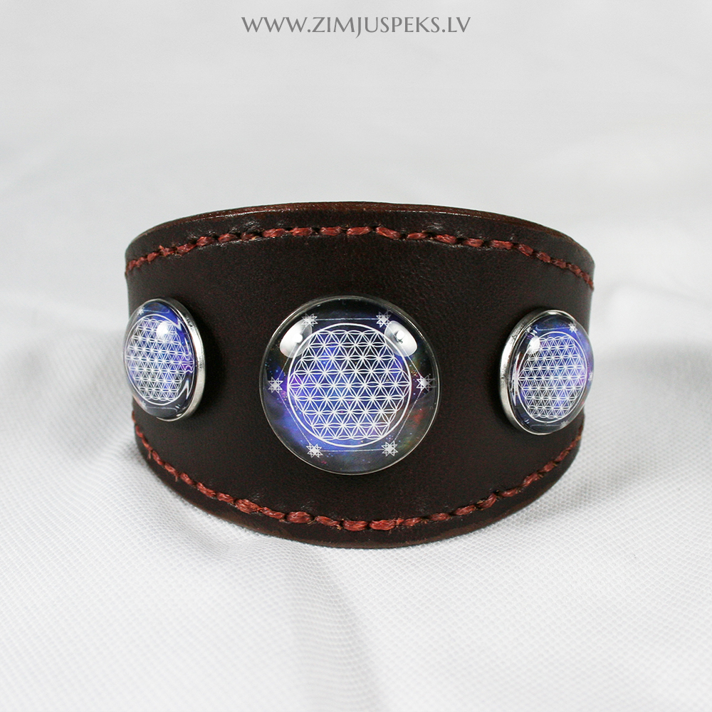 Spēka zīmju ādas aproce - "Dzīvības zieds" - Image 8