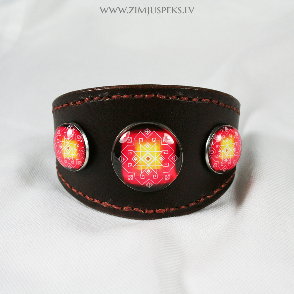 Spēka zīmju ādas aproce - "Zelta auseklis" - Image 8