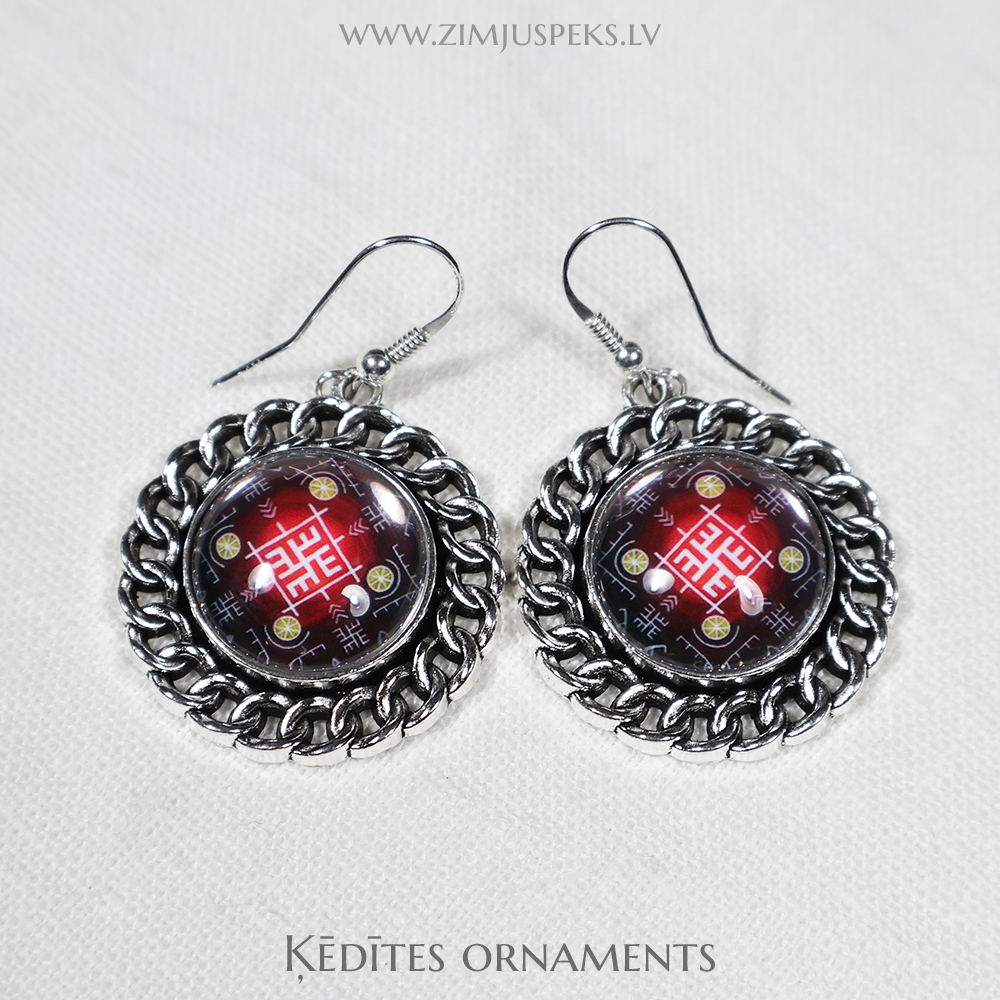 Spēka zīmju auskari ar ornamentu - "Dzīvesprieks" - Image 2
